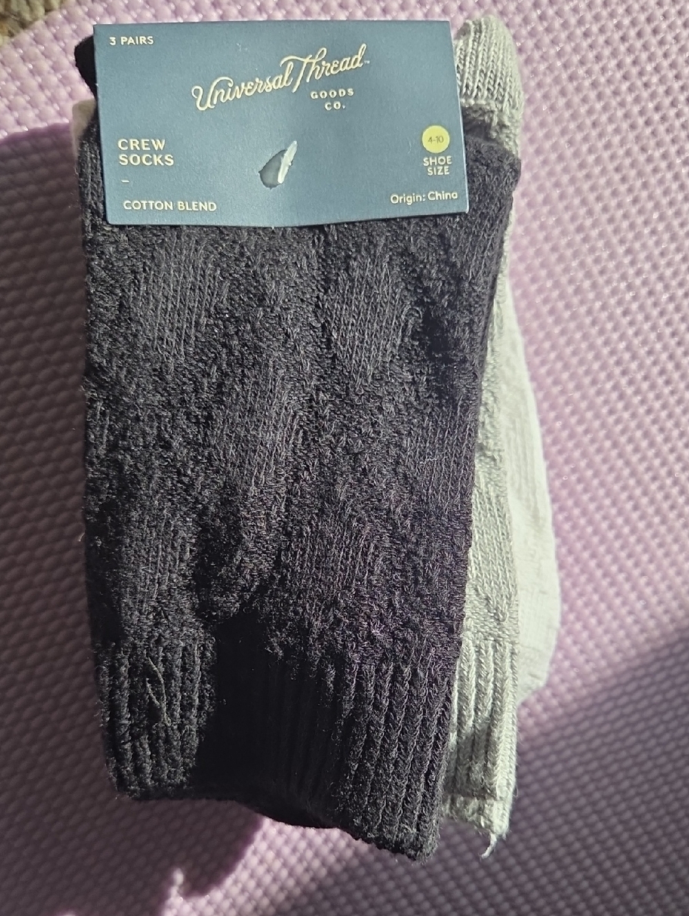 Universal Thread Womens Crew Socks - White Black & Light Gray (3-Pack)